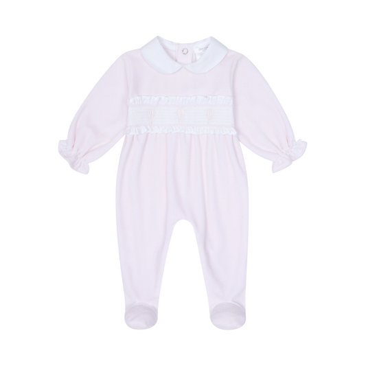 Deolinda Baby Pink Hot Air Balloon Velour Sleepsuit