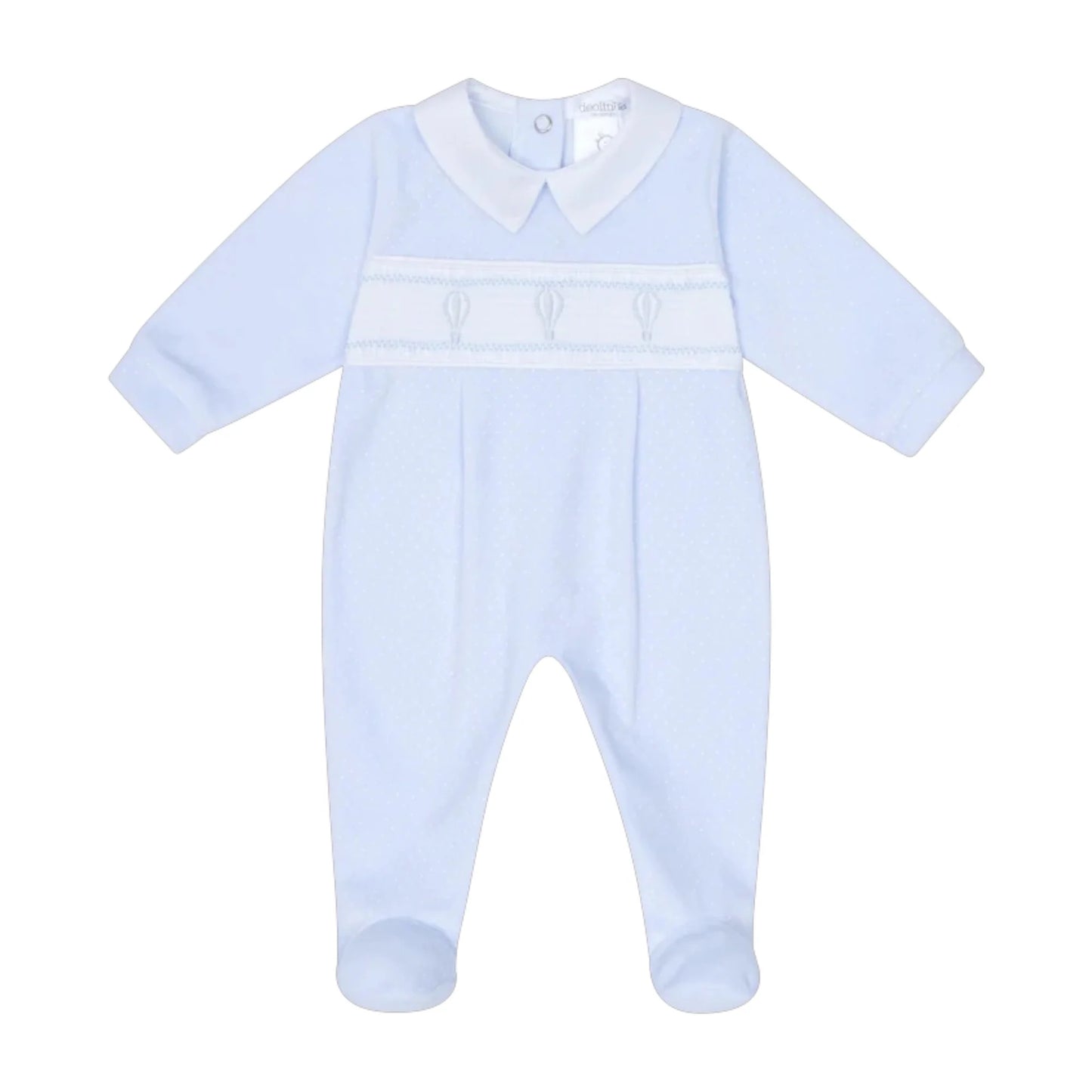 Deolinda Blue Hot Air Balloon Velour Sleepsuit
