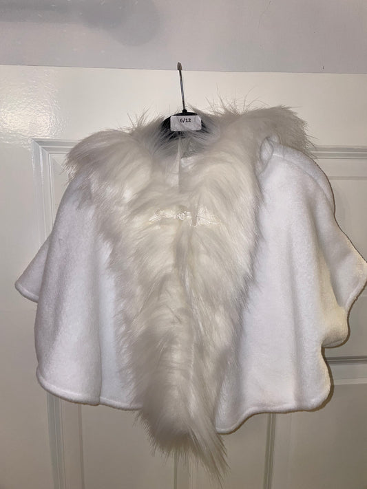 White Faux Fur Trim Cape