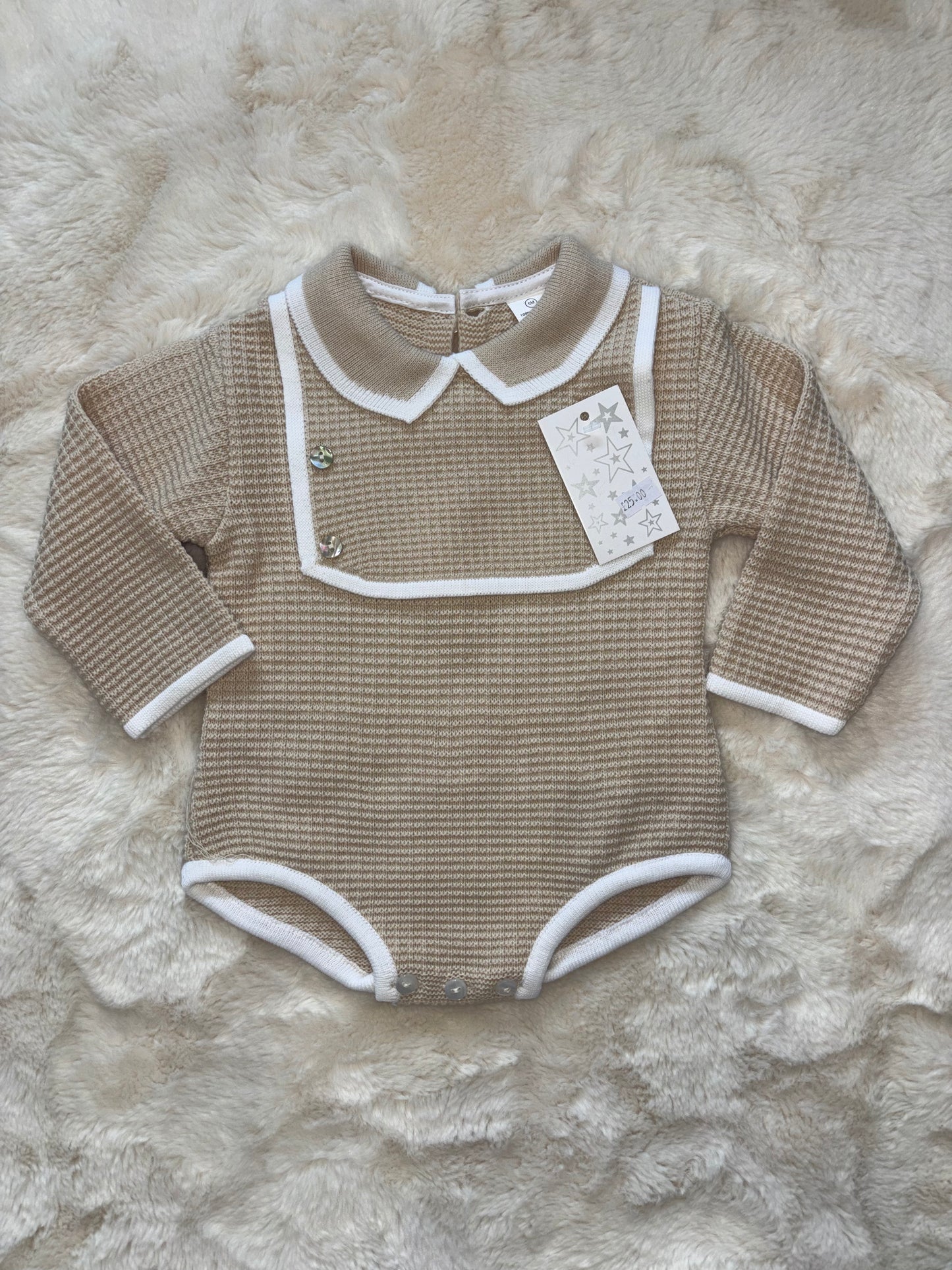 Beige Waffle Knit Romper