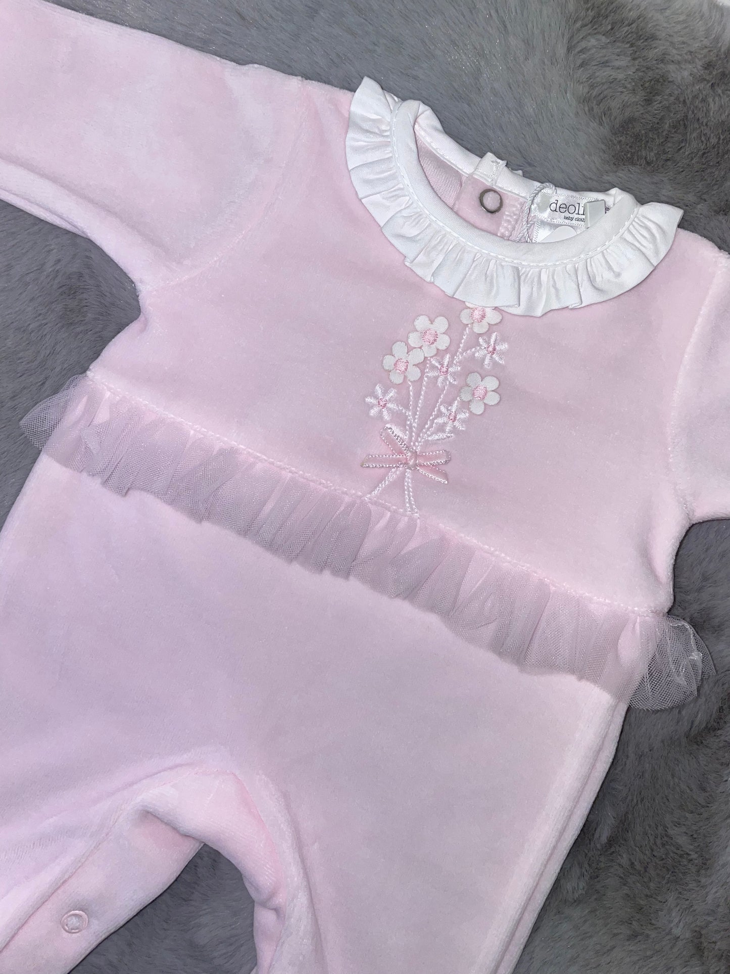 Deolinda Frill Velour Babygrow