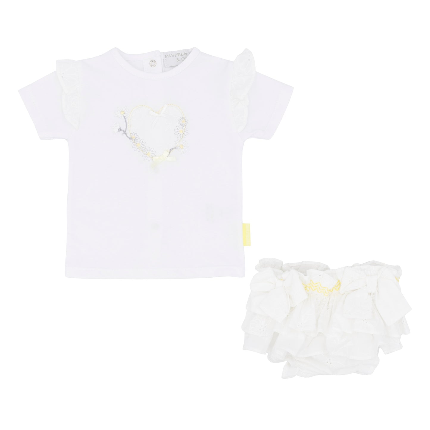 Pastels & Co Blooming Beautiful Lemon & White Top & Bloomers Set