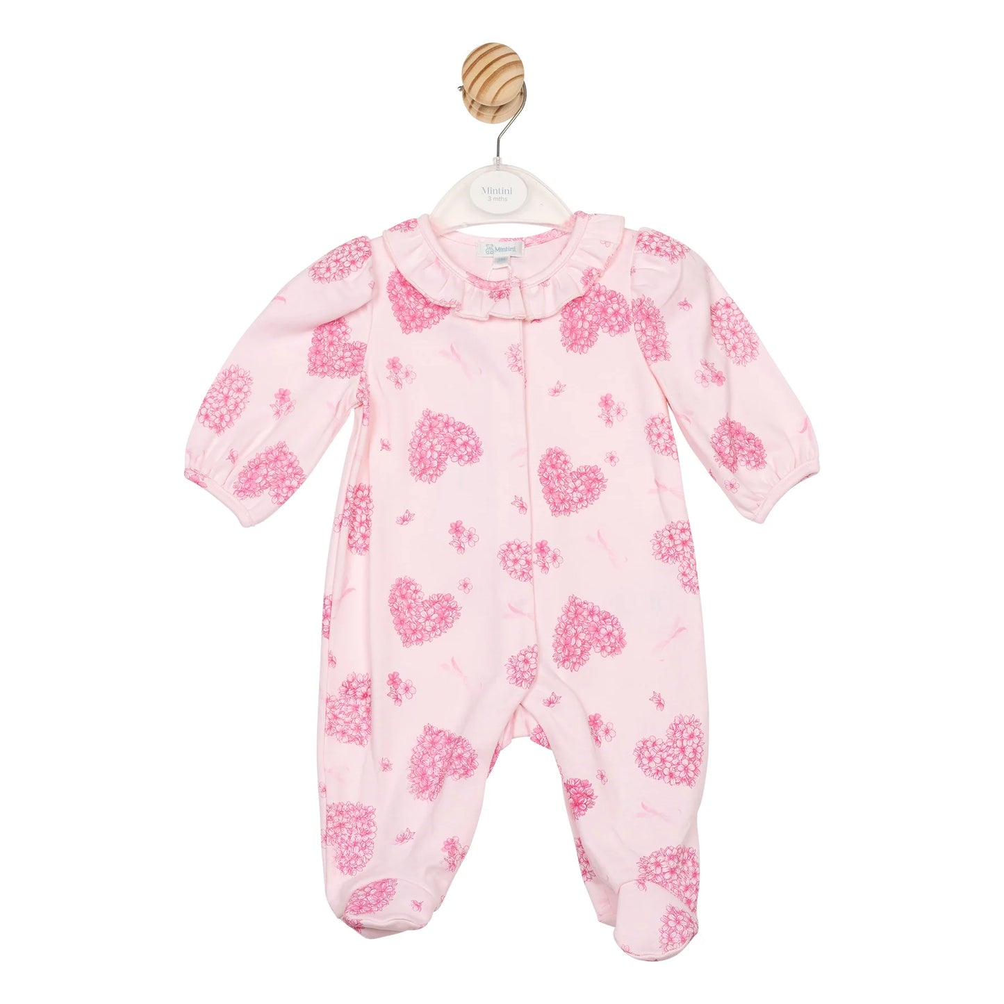 Mintini Pink Hearts & Bows Sleepsuit