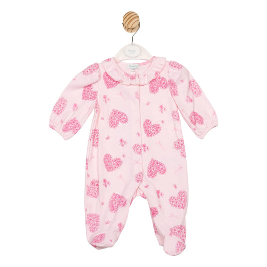Mintini Pink Hearts & Bows Sleepsuit