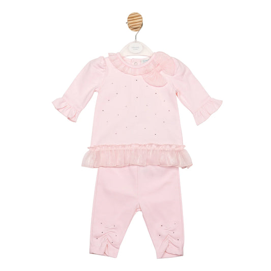 Mintini Pink Diamanté Leggings & Top Set