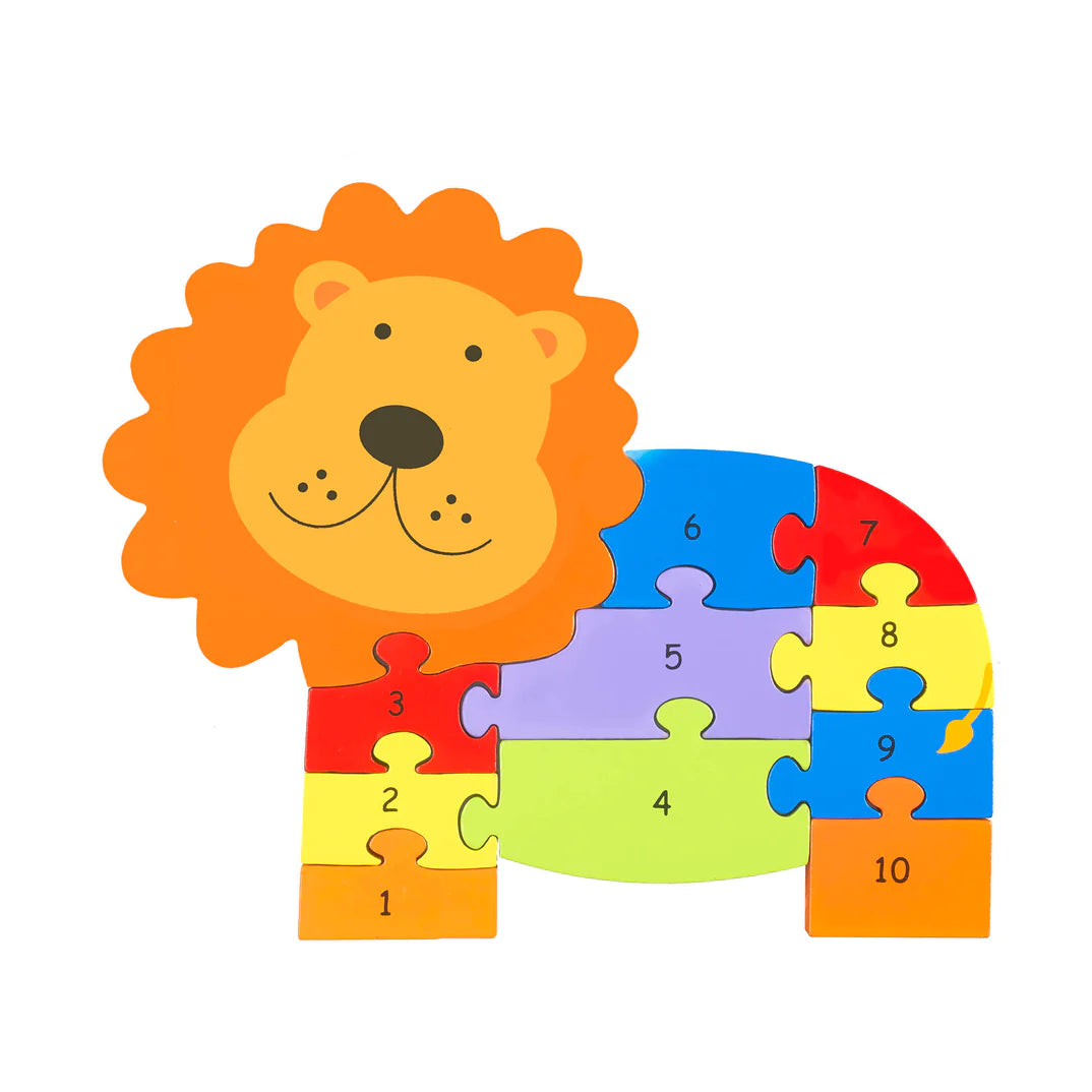 Lion Wooden Number Puzzle