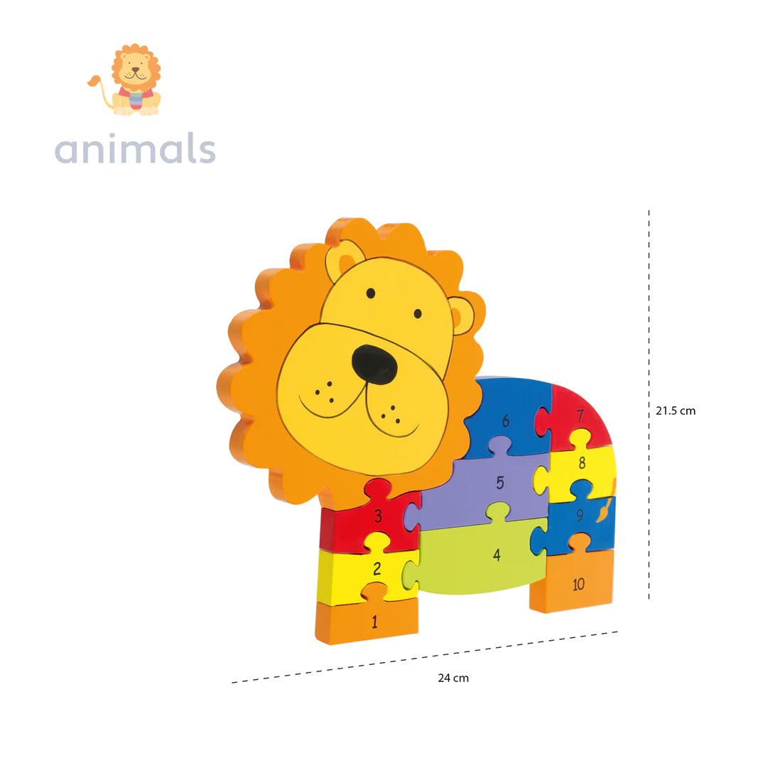 Lion Wooden Number Puzzle