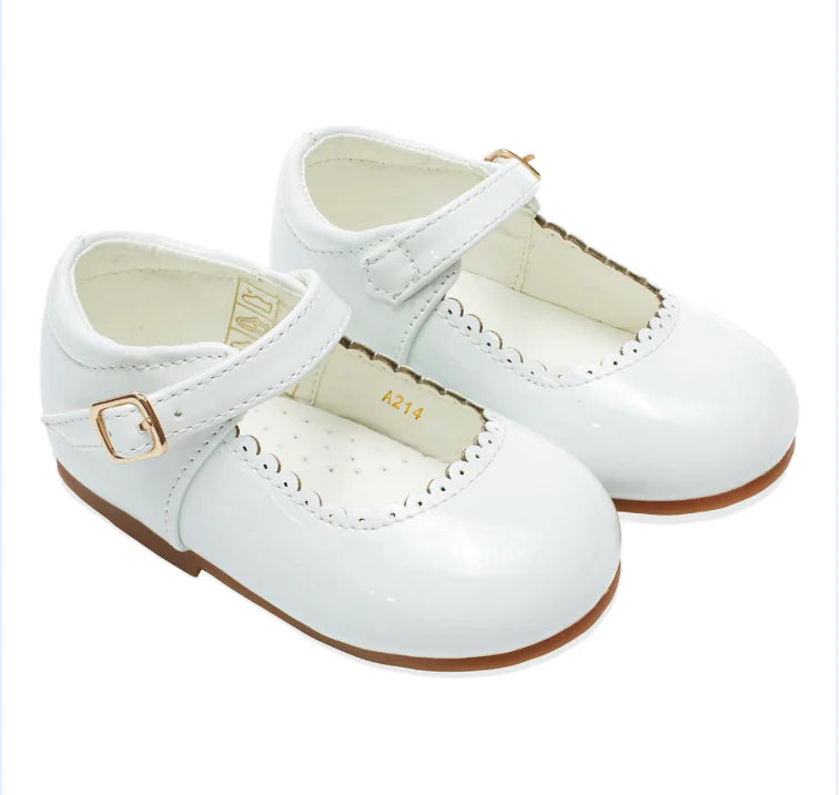 White Scallop Patent Shoes