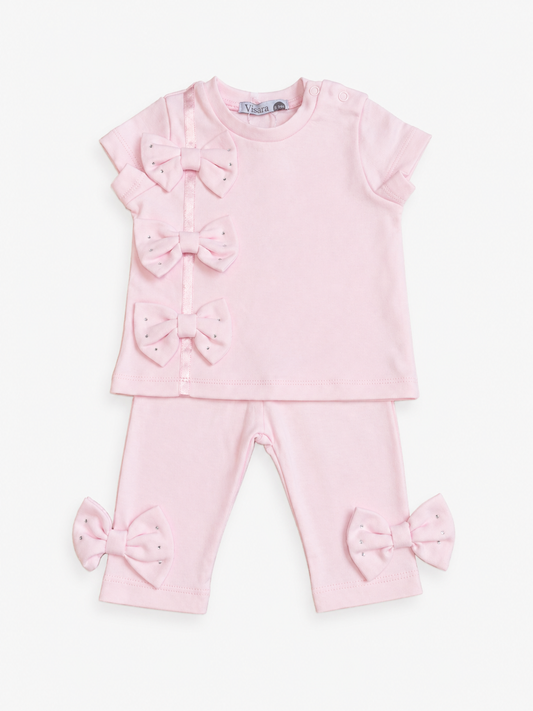 Diamanté Bow T-shirt and Leggings Set