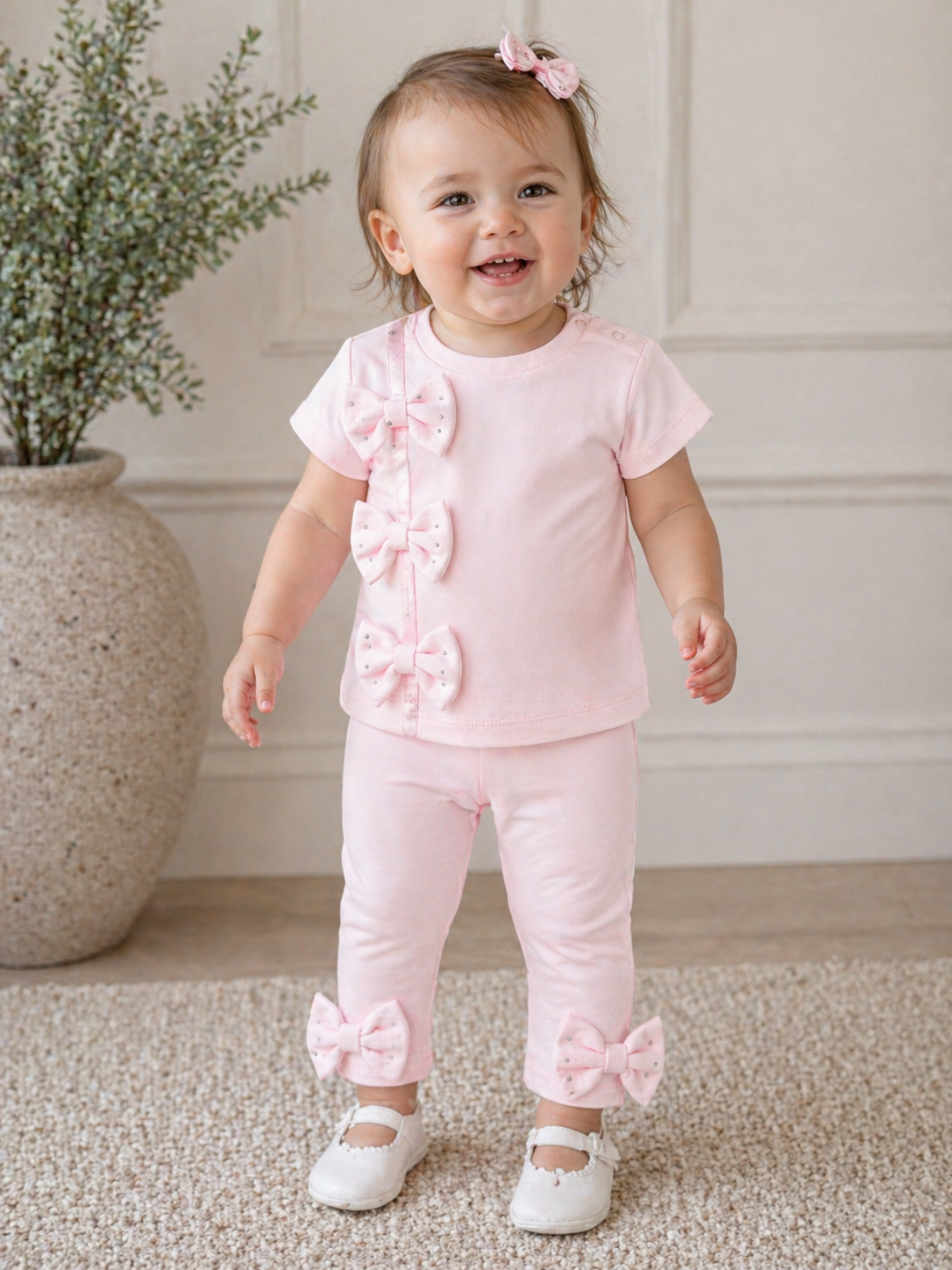Diamanté Bow T-shirt and Leggings Set