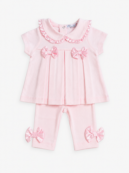 Bow pleat top and leggings set