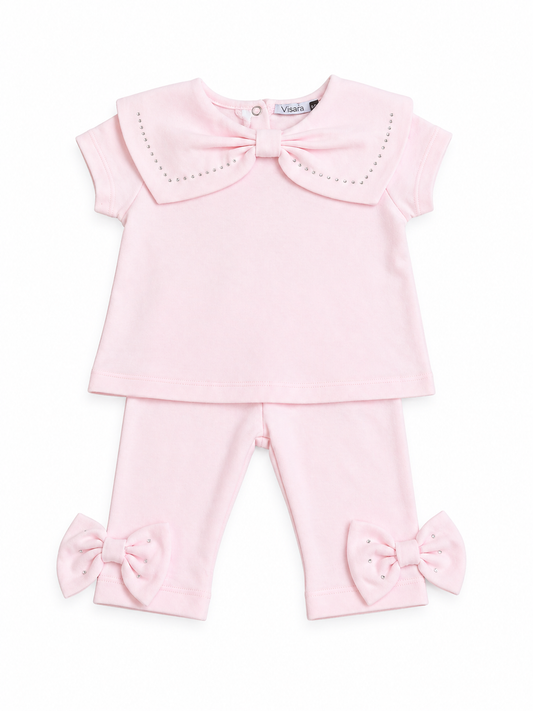 Diamanté collar T-shirt and leggings set