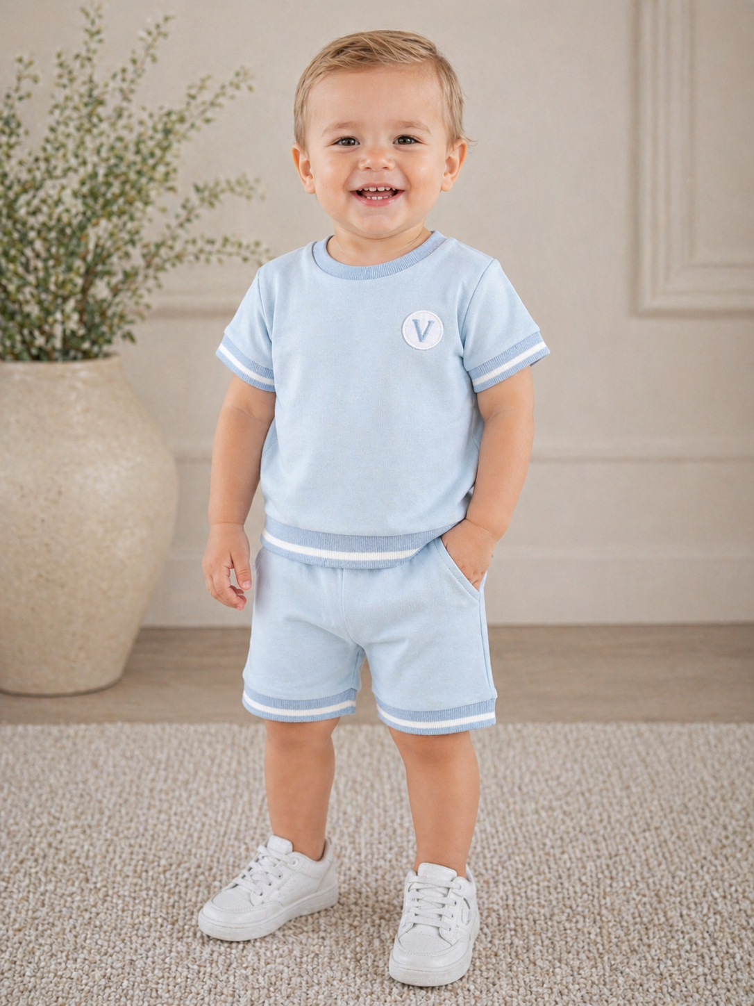 Blue T-shirt and shorts set