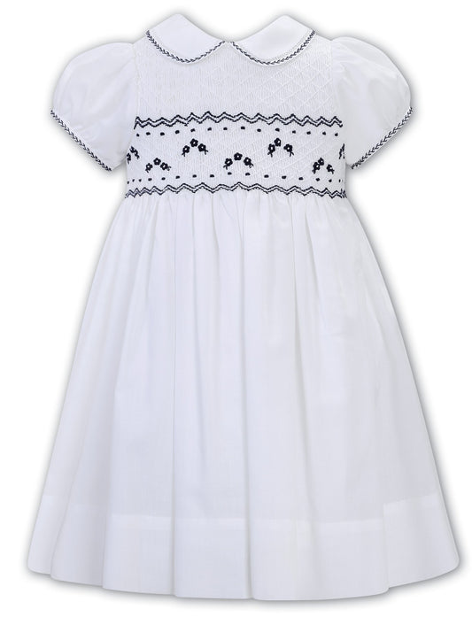 Sarah Louise Navy & White Hand Smocked Dress 013226