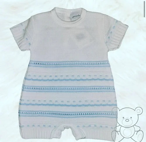 Blue & White Stripe Knitted Romper