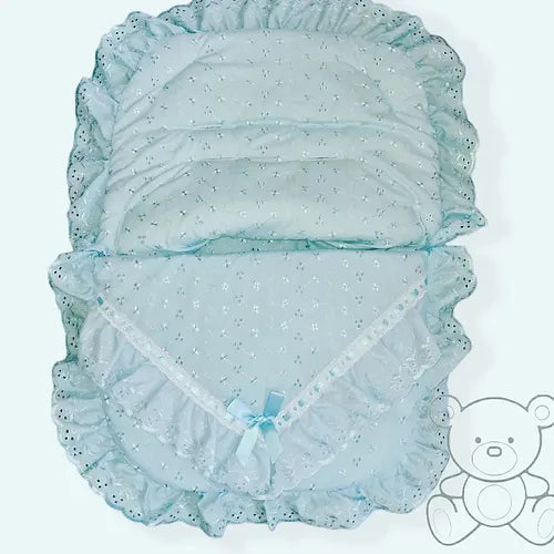 Blue Broderie Anglaise Car Seat Cover