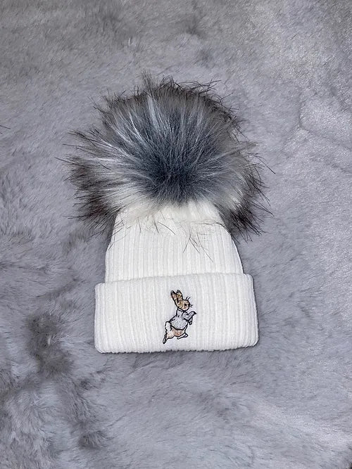 Grey Pom Pom Peter Rabbit Hat