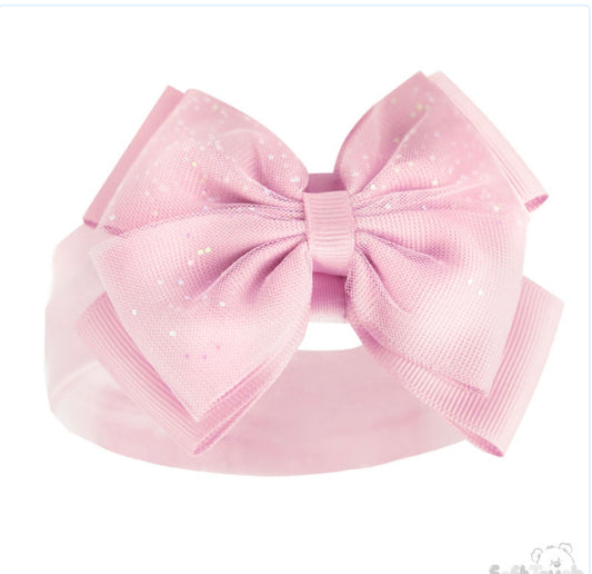 Pink Glitter Bow Headband