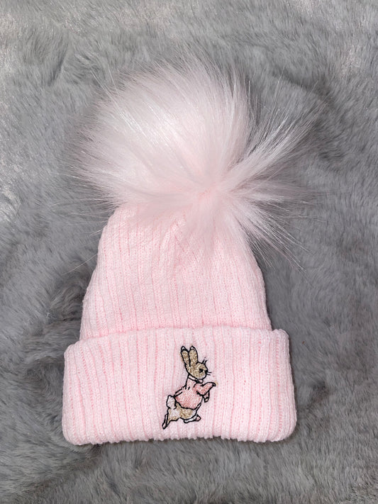 All pink Pom Pom Peter Rabbit Hat