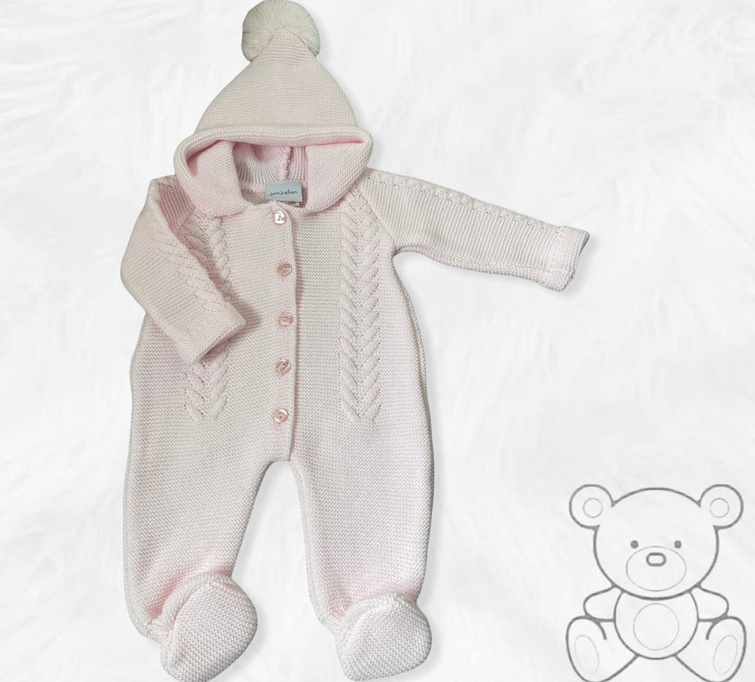 Pink Cable Knit Pram Suit