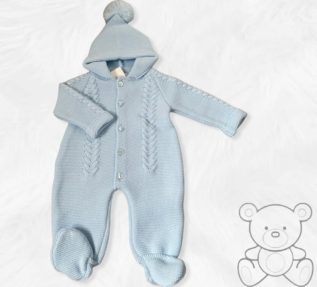 Blue Cable Knit Pram Suit