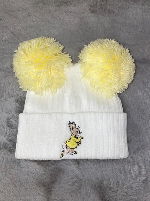 Double Lemon Pom Pom Peter Rabbit hat