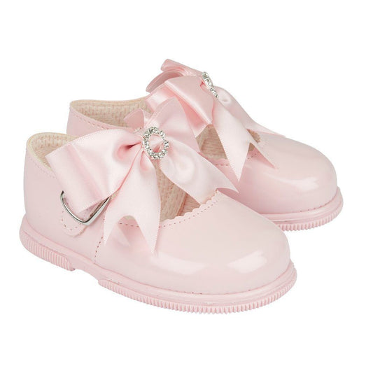 Baypods - Pink Diamante Bow Hard Sole Shoes