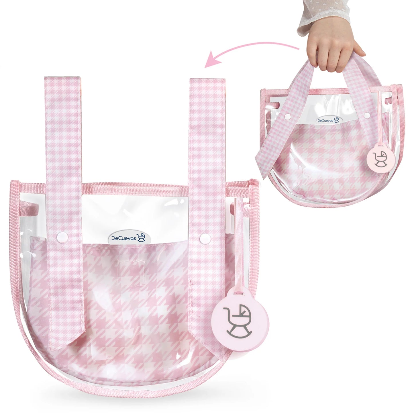 My First Pram Pink & White Gingham Dolls Pram