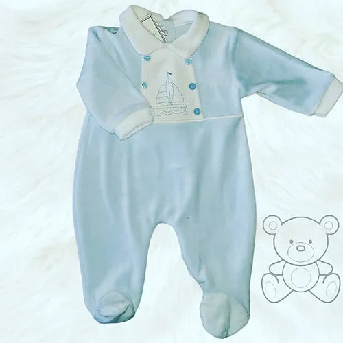 Sailboat Velour Baby grow