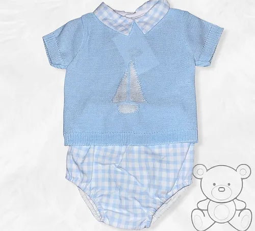 Sailboat Jam Pant Set Pale Blue