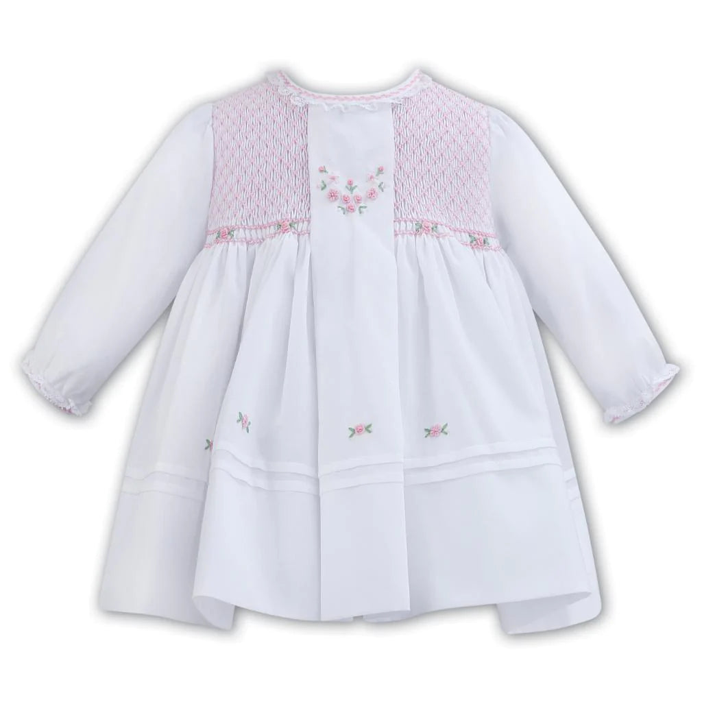 Sarah Louise White Long Sleeve Hand Smocked Dress C7002